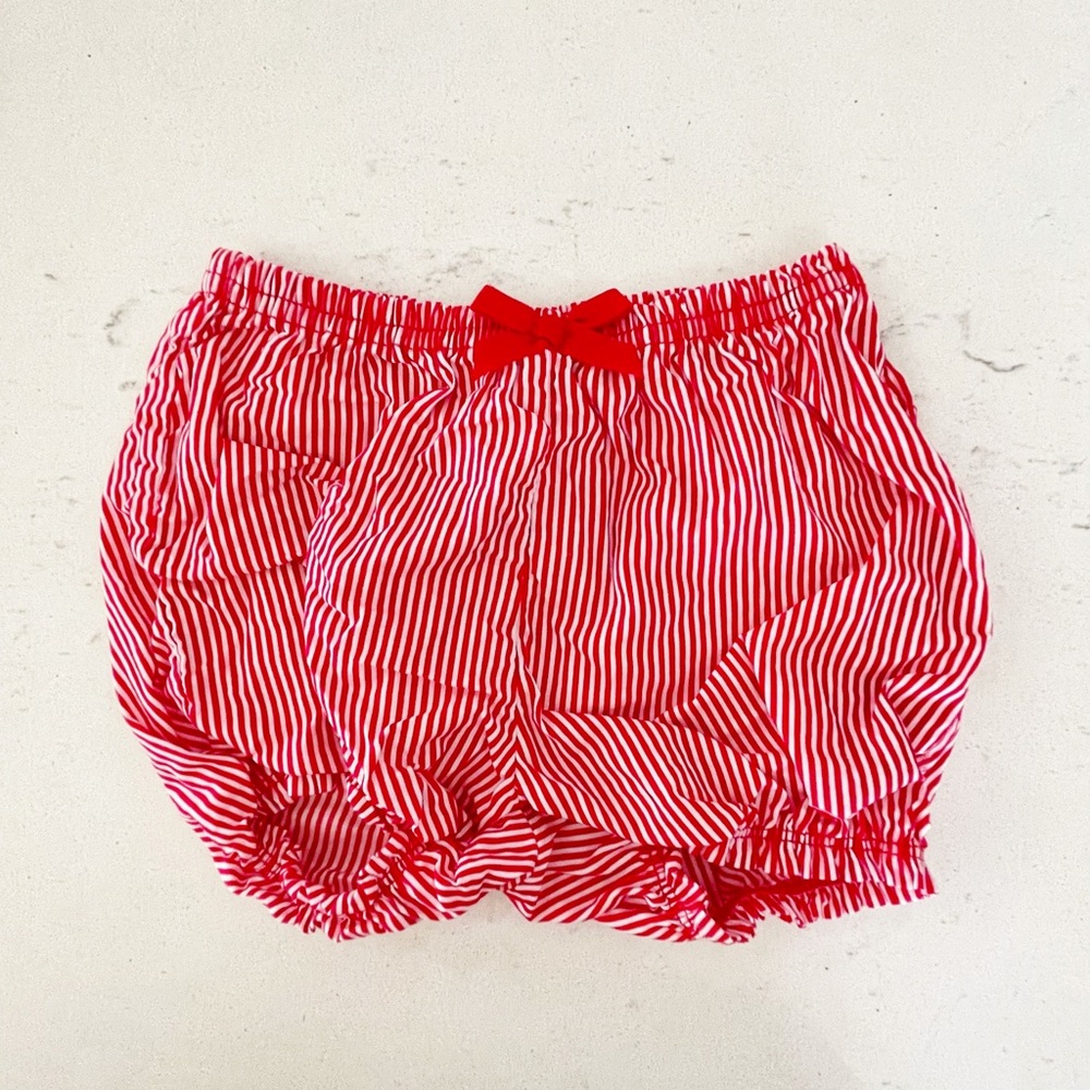 CARTER’S Red and White Candy Stripe Baby Diaper Cover Bloomers Size 6-9 Months